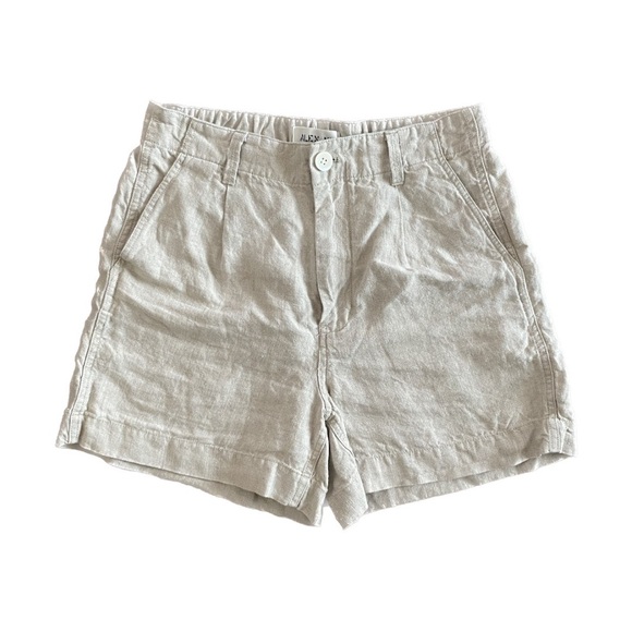 ALEX MILL Pleated Pull on Shorts in Flax Linen - Natural Khaki - Picture 6 of 6